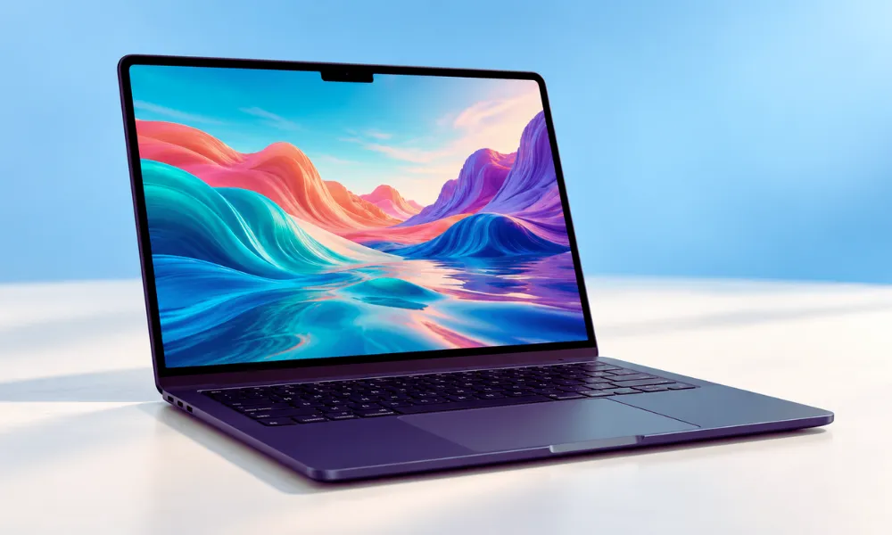 Midnight Laptop, Vivid Abstract Landscape