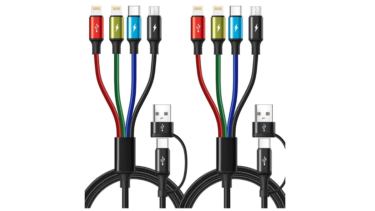 MINLU 6 in 1 Multiple Charging Cable 2 Pack 6Ft with USB A, USB C, Lightning and Micro USB connectors