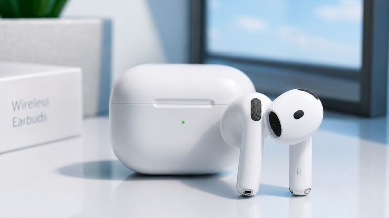 Apple AirPods 4 review showing wireless earbuds and charging case