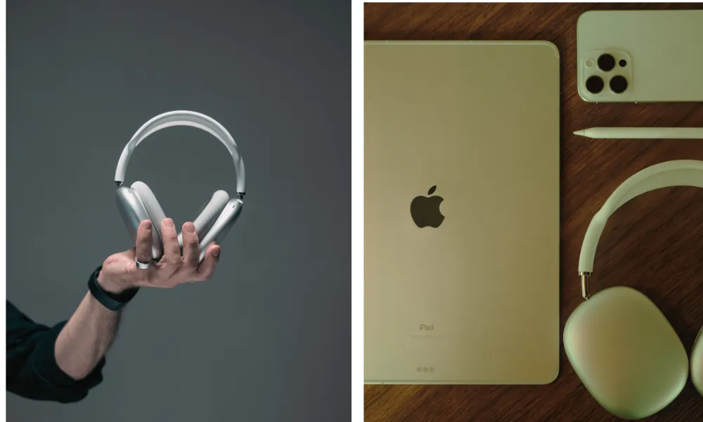 Nothing Headphone (1) vs Apple AirPods Max 2 comparison showing two over-ear headphones.