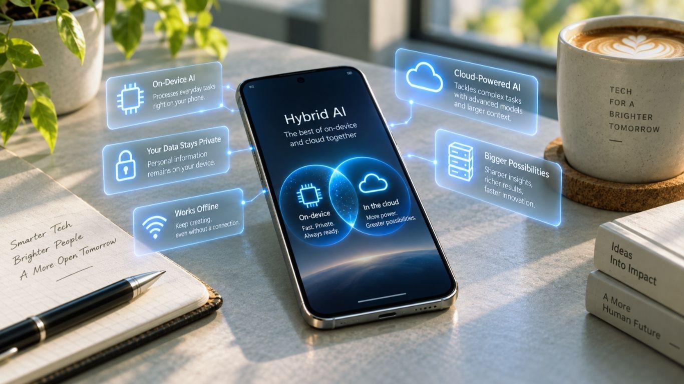 iOS 27 on-device AI and cloud-powered AI processing concept