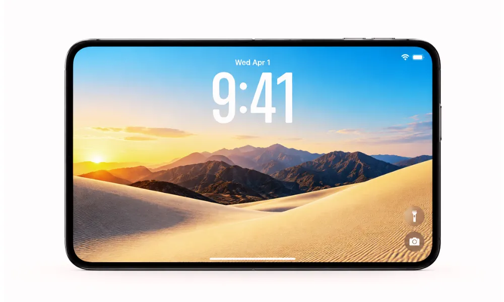 Apple iPhone Duo foldable display concept with large landscape screen and lock screen interface
